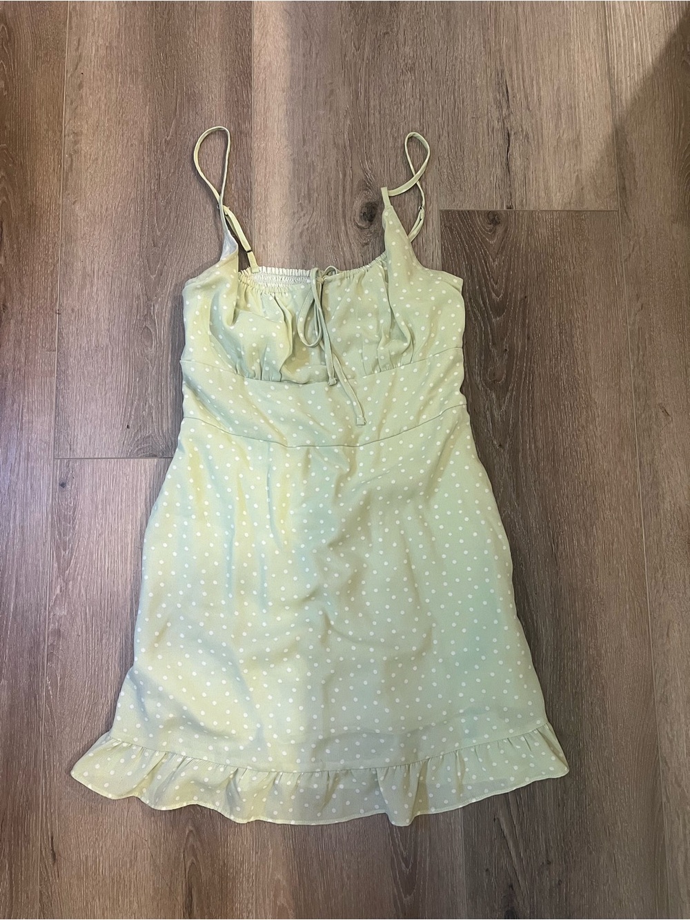 Abercrombie & Fitch Light Green Polka Dot Smocked Slip Dress